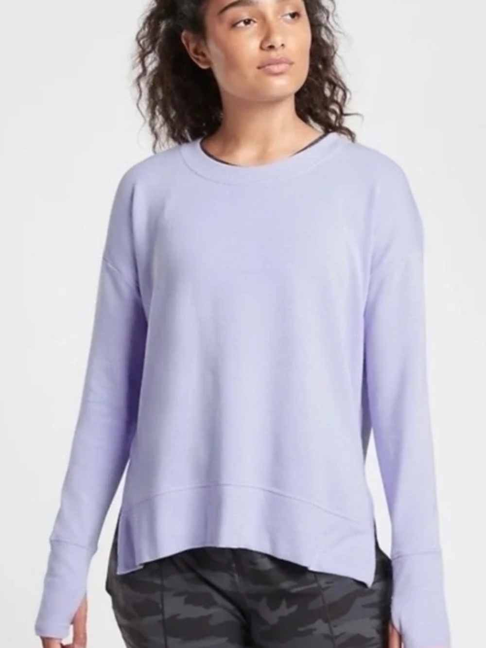 Athleta Lilac Purple Soft Coaster Luxe Sweatshirt, Tencel, US Women's XS (0-2)